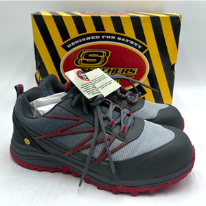 Skechers 200046W-GYRD NEW Men's Work Shoe Color Grey/Red US Size 10 D